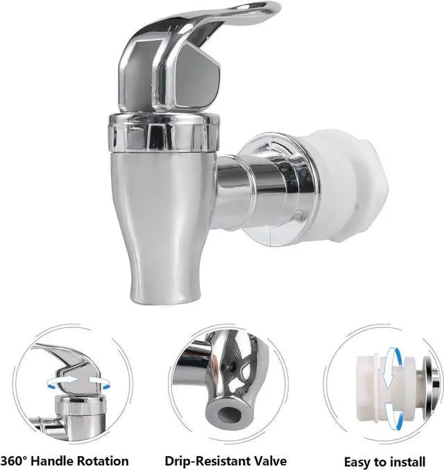 Alt view image 4 of 4 - 16mm Beverage Dispenser Replacement Spigot Silver Push Style faucet for Beverage Dispenser Carafe Plastic Pour Spout Set Internal Thread For Carafe Water Bottle Jug Valve Water Crock Tap 2 Pack