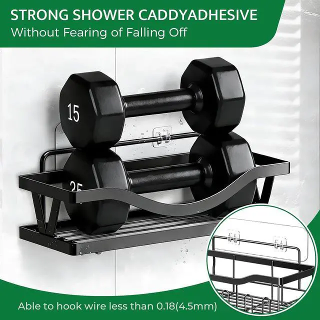 Alt view image 3 of 7 - 9 Pack Shower Caddy Adhesive Replacement Strips, Heavy Duty Clear Waterproof Sticky Hooks, No Drilling Wall Mount for Shower Shelves, Bathroom Storage, Kitchen Rack & Soap Holder