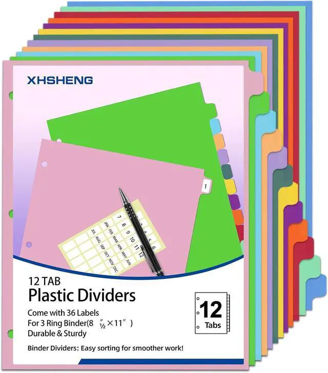 Main image of Binder Dividers with Tabs,Monthly Dividers for 3 Ring Binder,12 TABS,Customizable Table of Contents,Multicolor,1 Sets