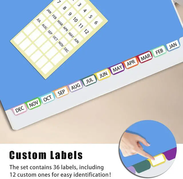 Alt view image 6 of 7 - Binder Dividers with Tabs,Monthly Dividers for 3 Ring Binder,12 TABS,Customizable Table of Contents,Multicolor,1 Sets