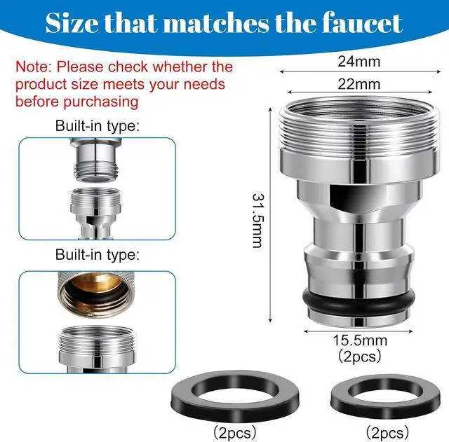 Alt view image 2 of 7 - 2 Pack Dishwasher Faucet Adapter Dishwasher Snap Adapter Connection Portable Washer Faucet Snap Adapter Connection Accessories Portable Dishwasher Washing Machine to Sink