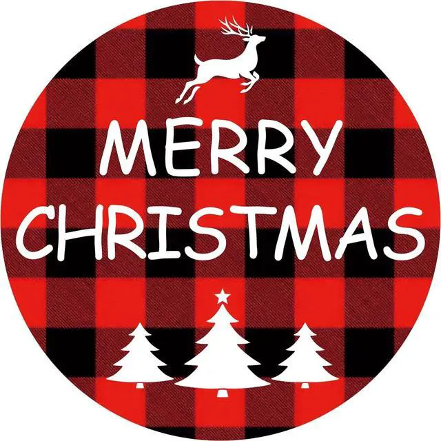 Main image of Merry Christmas Stickers 2 Inch,120pcs Large Round Red Christmas Stickers for Cards, Gift Bags, Envelope Seals, and Ornaments (Red&Black)