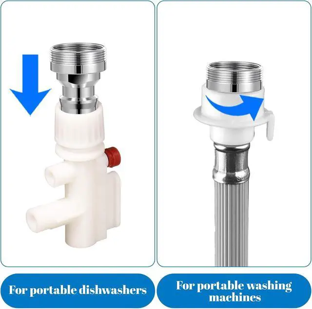 Alt view image 4 of 7 - 2 Pack Dishwasher Faucet Adapter Dishwasher Snap Adapter Connection Portable Washer Faucet Snap Adapter Connection Accessories Portable Dishwasher Washing Machine to Sink