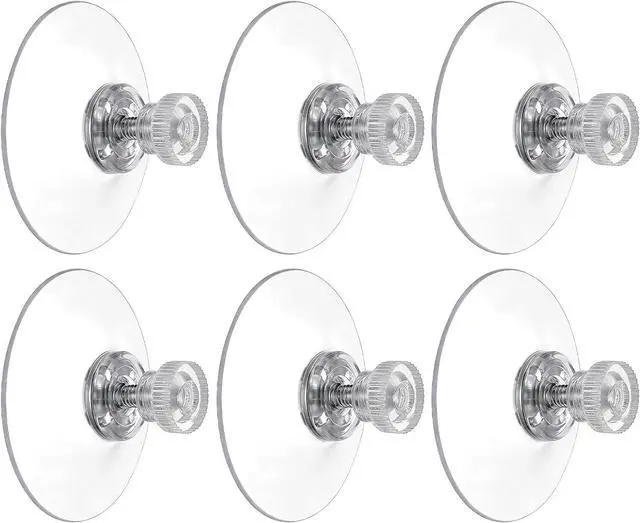 Main image of 6 Pack Screw Suction Cups, 41mm Clear PVC Suction Cups with Screws Nut Strong Adhesive Sucker Pads Glass Suctions Pads Heavy Duty Suctions Holder for Bathroom Wall Window Car Shade License Plates