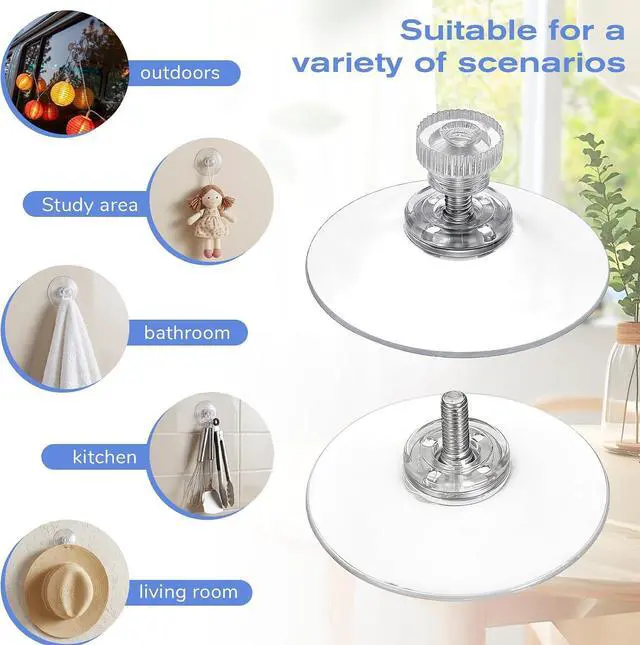 Alt view image 5 of 7 - 6 Pack Screw Suction Cups, 41mm Clear PVC Suction Cups with Screws Nut Strong Adhesive Sucker Pads Glass Suctions Pads Heavy Duty Suctions Holder for Bathroom Wall Window Car Shade License Plates