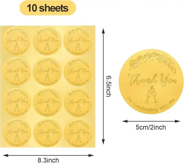 Alt view image 2 of 7 - 120 PCS Thank You Stickers for Packaging, 2 Inch Round Metallic Foil Labels | Self Adhesive Sealing Thank You for Celebrating with Me Stickers for Gift Bags, Boxes, Envelopes & Small Business