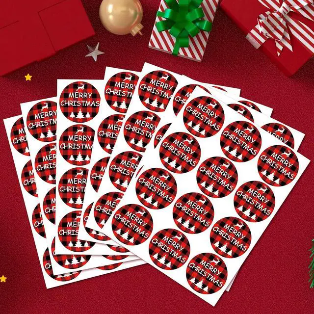 Alt view image 7 of 7 - Merry Christmas Stickers 2 Inch,120pcs Large Round Red Christmas Stickers for Cards, Gift Bags, Envelope Seals, and Ornaments (Red&Black)