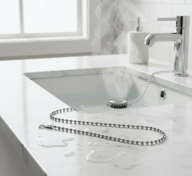Alt view image 3 of 4 - Gadgetime USA Bathtub Stopper Bead Chain Replacement - 11.9 inches - Stainless Steel Tub Stopper Chain Connector - for Easy Pull Sink & Tub Water Stopper with Chrome Finish,