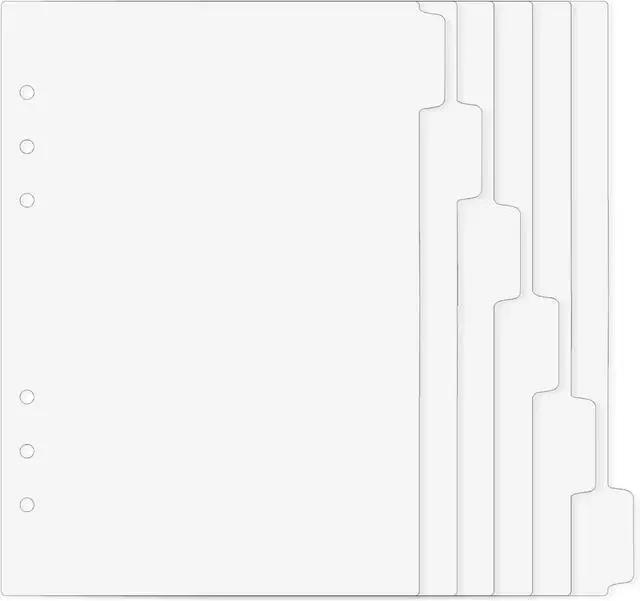 Main image of 6 Pcs A5 Binder Dividers, 6 Holes Clear Binder Divider Index with Tabs Insertable Plastic Index Divider Sheets 6 Rings Planner Divider Index Page for Binder Notebook Journal Diary Memo Notepad