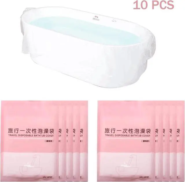 Alt view image 2 of 6 - Swingers 10 Pack Disposable Bathtub Cover Liner, Large Bathtub Liner | Plastic Bag Hotel Bathtub Liners for Salon, Household and Hotel Bath Tubs, 102 x 47 Inch, Waterproof, Thickened