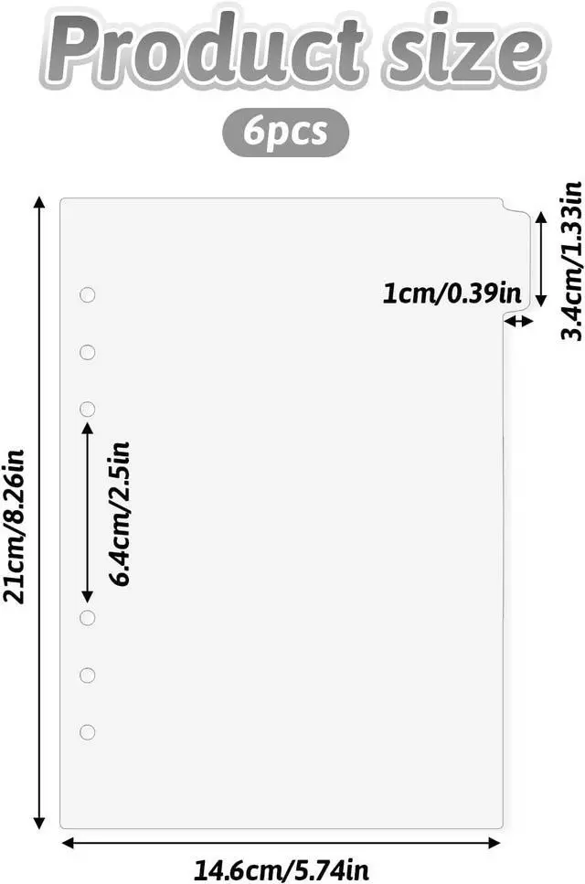 Alt view image 2 of 7 - 6 Pcs A5 Binder Dividers, 6 Holes Clear Binder Divider Index with Tabs Insertable Plastic Index Divider Sheets 6 Rings Planner Divider Index Page for Binder Notebook Journal Diary Memo Notepad