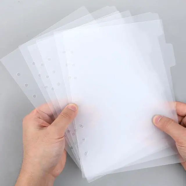 Alt view image 5 of 7 - 6 Pcs A5 Binder Dividers, 6 Holes Clear Binder Divider Index with Tabs Insertable Plastic Index Divider Sheets 6 Rings Planner Divider Index Page for Binder Notebook Journal Diary Memo Notepad