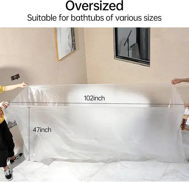 Alt view image 3 of 6 - Swingers 10 Pack Disposable Bathtub Cover Liner, Large Bathtub Liner | Plastic Bag Hotel Bathtub Liners for Salon, Household and Hotel Bath Tubs, 102 x 47 Inch, Waterproof, Thickened