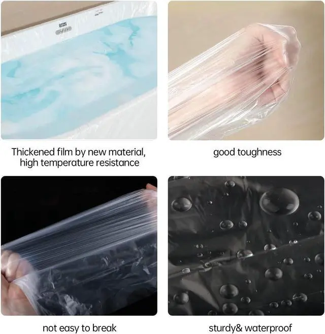 Alt view image 4 of 6 - Swingers 10 Pack Disposable Bathtub Cover Liner, Large Bathtub Liner | Plastic Bag Hotel Bathtub Liners for Salon, Household and Hotel Bath Tubs, 102 x 47 Inch, Waterproof, Thickened