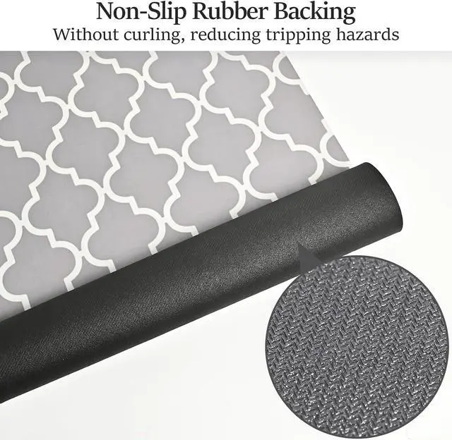 Alt view image 6 of 7 - Grey Geometric 20"x31" Non Slip Quick Dry Bath Mat | Rubber Backing Thin Bathroom Rugs Fit Under Door, Absorbent Bath Rug Washable Easy Care for Bathtub Sink Shower Laundry