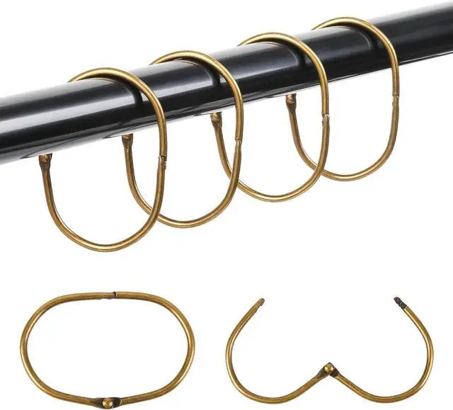 Main image of 20Pcs Shower Curtain Hooks,Metal Oval Shower Curtain Hooks Roman Rings | Rustproof Decorative Shower Curtain Rings for Bathroom, Bathtub, Window, Balcony (20, Oval-Bronze)