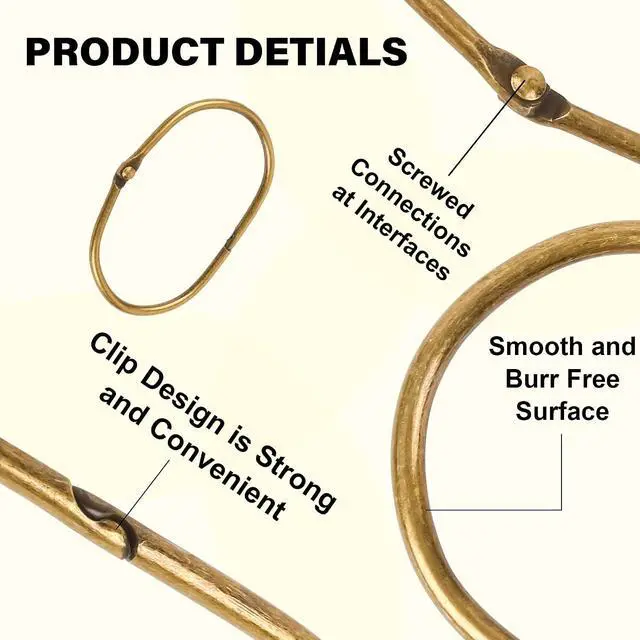 Alt view image 2 of 7 - 20Pcs Shower Curtain Hooks,Metal Oval Shower Curtain Hooks Roman Rings | Rustproof Decorative Shower Curtain Rings for Bathroom, Bathtub, Window, Balcony (20, Oval-Bronze)