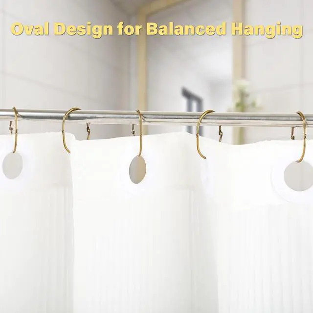 Alt view image 4 of 7 - 20Pcs Shower Curtain Hooks,Metal Oval Shower Curtain Hooks Roman Rings | Rustproof Decorative Shower Curtain Rings for Bathroom, Bathtub, Window, Balcony (20, Oval-Bronze)