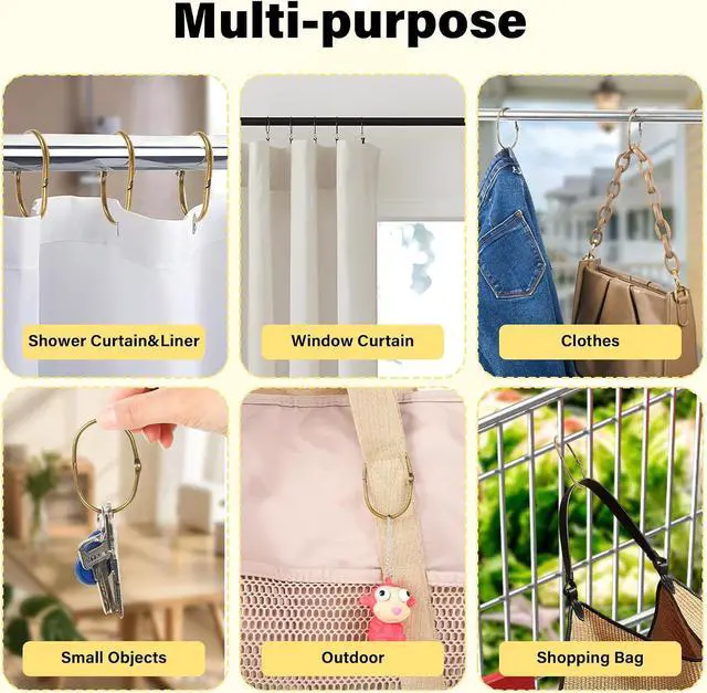 Alt view image 6 of 7 - 20Pcs Shower Curtain Hooks,Metal Oval Shower Curtain Hooks Roman Rings | Rustproof Decorative Shower Curtain Rings for Bathroom, Bathtub, Window, Balcony (20, Oval-Bronze)