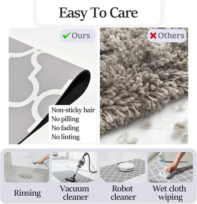 Alt view image 7 of 7 - Grey Geometric 20"x31" Non Slip Quick Dry Bath Mat | Rubber Backing Thin Bathroom Rugs Fit Under Door, Absorbent Bath Rug Washable Easy Care for Bathtub Sink Shower Laundry