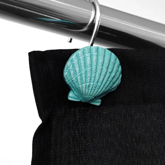 Alt view image 5 of 7 - Seashell Sea Turtle Starfish Conch Decorative Shower Curtain Hooks, 12Pcs | Nautical Ocean Beach Coastal Decorative Stainless Steel Hanger for Tropical Bathroom Beach House Kids & Guest Room Decor