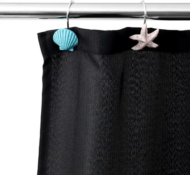 Alt view image 7 of 7 - Seashell Sea Turtle Starfish Conch Decorative Shower Curtain Hooks, 12Pcs | Nautical Ocean Beach Coastal Decorative Stainless Steel Hanger for Tropical Bathroom Beach House Kids & Guest Room Decor