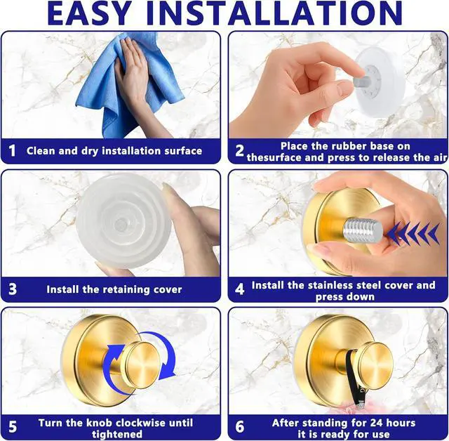 Alt view image 6 of 7 - Upgraded Suction Cup Hooks ,Wreath Hooks Hanger for Front Door,Gold 2 Pcs | Removable,No Drill,Waterproof,Hang Towel Loofah,Strong Suction 15 lbs Metal Hook for Inside Shower Bathroom Wall Glass Door