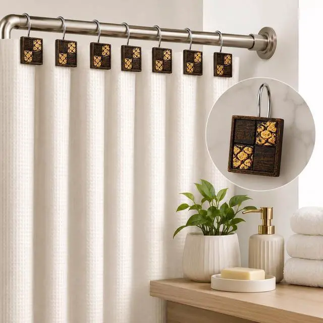 Alt view image 2 of 7 - Zahari Home Zambia Animal 12 Shower Curtain Hooks Resin Material Unique Design Custom Shower Hooks Western Country Shower 12 Hooks