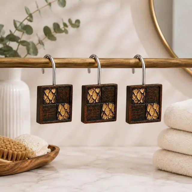 Alt view image 7 of 7 - Zahari Home Zambia Animal 12 Shower Curtain Hooks Resin Material Unique Design Custom Shower Hooks Western Country Shower 12 Hooks