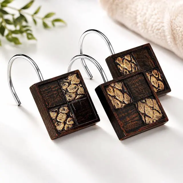 Alt view image 6 of 7 - Zahari Home Zambia Animal 12 Shower Curtain Hooks Resin Material Unique Design Custom Shower Hooks Western Country Shower 12 Hooks