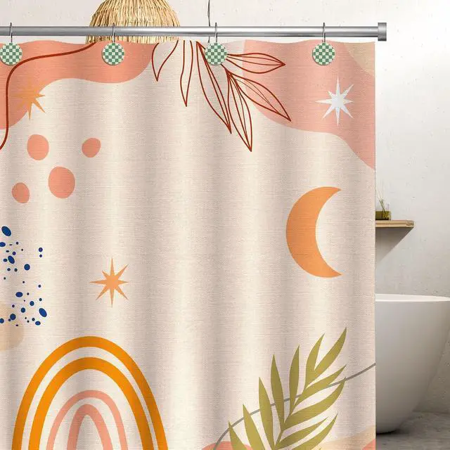Alt view image 5 of 7 - Yalikop Rustic Checkered Shower Curtain Hooks Set of 12 Retro Sage Green and White Round Shower Curtain Rings Modern Decorative Hanger Rings with Metal Hooks for Bathroom Rod and Liner
