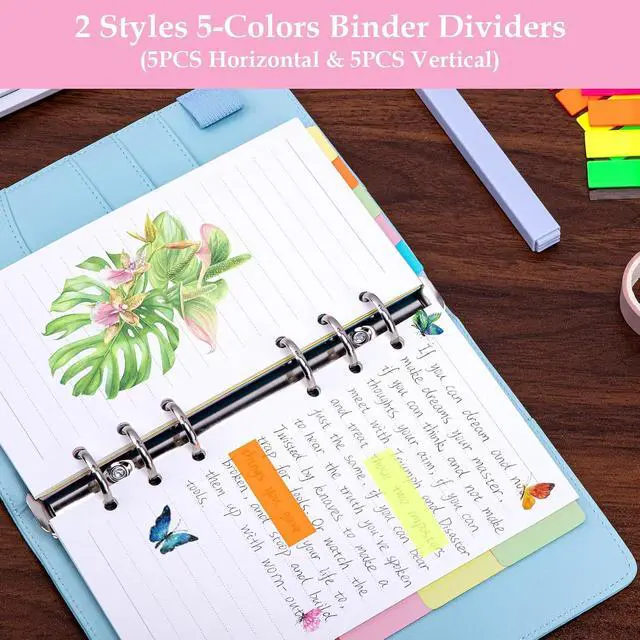Alt view image 4 of 7 - Antner A6 Refill Paper Planner Inserts for A6 6 Ring Notebook Binder, 135 Sheets Lined Filler Paper, 3 Binder Pockets & 10 Dividers & 160PCS Neon Sticky Tabs for Refillable Personal Planners Journals