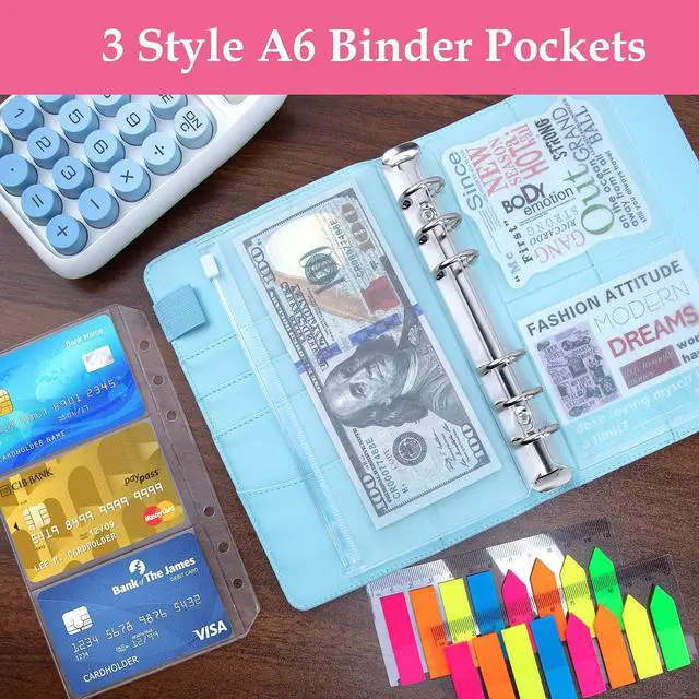 Alt view image 6 of 7 - Antner A6 Refill Paper Planner Inserts for A6 6 Ring Notebook Binder, 135 Sheets Lined Filler Paper, 3 Binder Pockets & 10 Dividers & 160PCS Neon Sticky Tabs for Refillable Personal Planners Journals