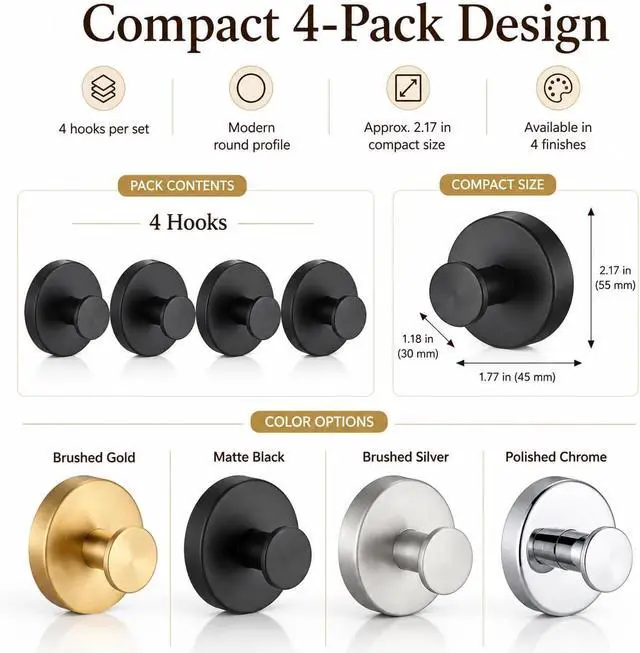 Alt view image 2 of 7 - Suction Cup Hooks Removable Shower Hooks, 4Pcs Metal Towel Hooks for Bathroom Window Glass Wall Door Can Hang Various Towels Bath Towels Keychains, Black Front Door Wreath Hangers, No-Drill Waterproof