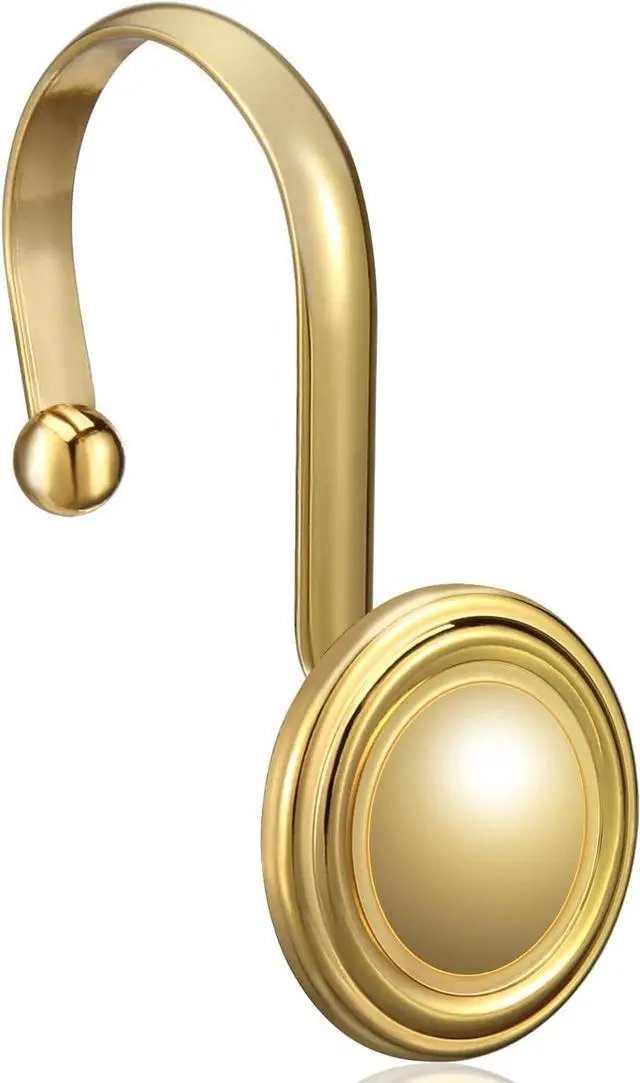 Main image of CHICTIE Gold Shower Curtain Hooks Rings, Decorative Shower Hook for Shower Curtain, Rustproof Modern Shower Rings Hangers for Bathroom Curtains Rods, Set of 12