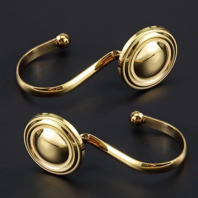 Alt view image 3 of 7 - CHICTIE Gold Shower Curtain Hooks Rings, Decorative Shower Hook for Shower Curtain, Rustproof Modern Shower Rings Hangers for Bathroom Curtains Rods, Set of 12