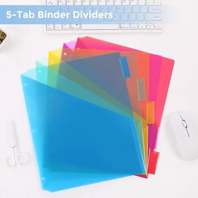 Alt view image 2 of 7 - SKYDUE Binder Dividers with Two Pockets, 1Set, 5 Tabs Dividers for 3 Ring Binder, Plastic Binder Dividers with Tabs for School, Office, and Home Organization,Blue