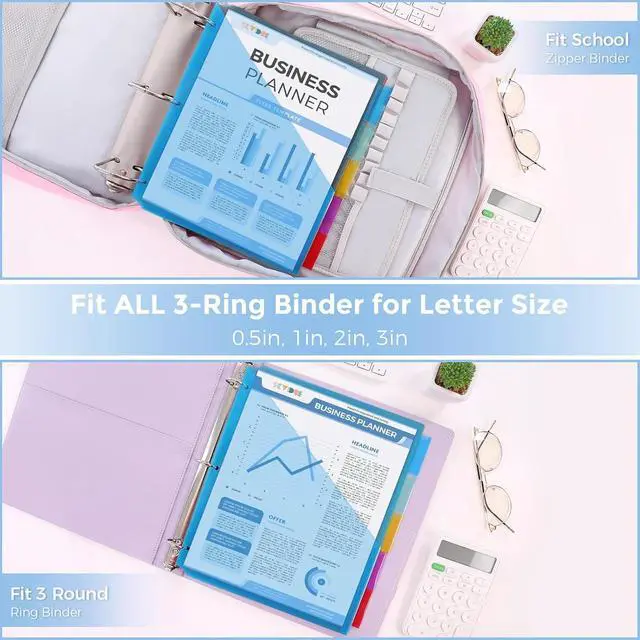 Alt view image 3 of 7 - SKYDUE Binder Dividers with Two Pockets, 1Set, 5 Tabs Dividers for 3 Ring Binder, Plastic Binder Dividers with Tabs for School, Office, and Home Organization,Blue