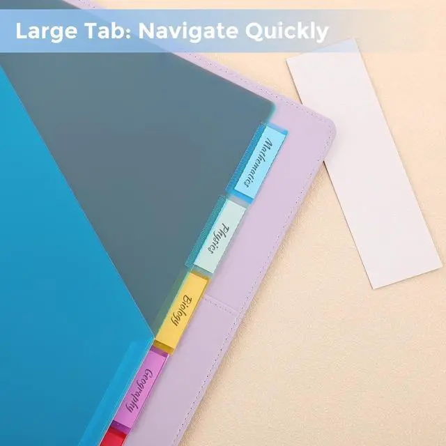 Alt view image 4 of 7 - SKYDUE Binder Dividers with Two Pockets, 1Set, 5 Tabs Dividers for 3 Ring Binder, Plastic Binder Dividers with Tabs for School, Office, and Home Organization,Blue