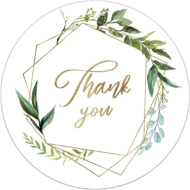 Main image of Greenery Frames Thank You Stickers, 2 Inch Thank You Stickers, 50 Thank You Labels Perfect for Small Business Owners, Wedding, Birthday Party Favors, Thanks Envelope, Gift Box.
