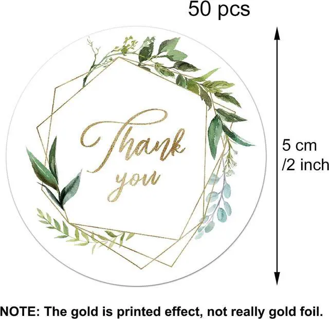 Alt view image 2 of 5 - Greenery Frames Thank You Stickers, 2 Inch Thank You Stickers, 50 Thank You Labels Perfect for Small Business Owners, Wedding, Birthday Party Favors, Thanks Envelope, Gift Box.