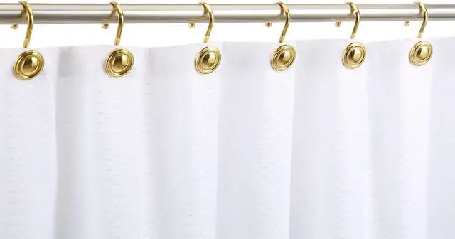 Alt view image 4 of 7 - CHICTIE Gold Shower Curtain Hooks Rings, Decorative Shower Hook for Shower Curtain, Rustproof Modern Shower Rings Hangers for Bathroom Curtains Rods, Set of 12