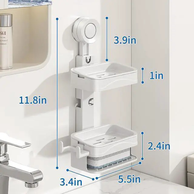 Alt view image 2 of 7 - Suction Cup Soap Holder for Shower Wall, No Drilling Bar Soap Dish | No Drilling Self Adhesive, For Kitchen and Bathroom, Durable ABS Material, Easy Installation