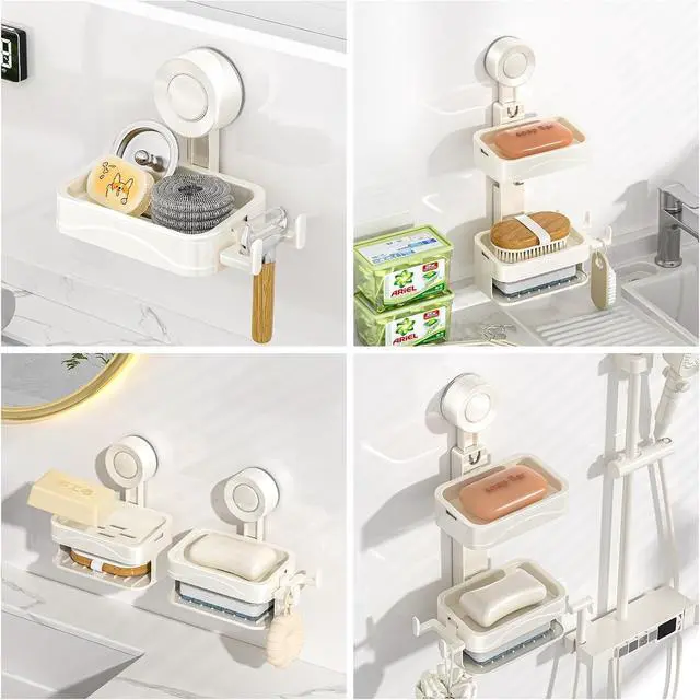 Alt view image 5 of 7 - Suction Cup Soap Holder for Shower Wall, No Drilling Bar Soap Dish | No Drilling Self Adhesive, For Kitchen and Bathroom, Durable ABS Material, Easy Installation