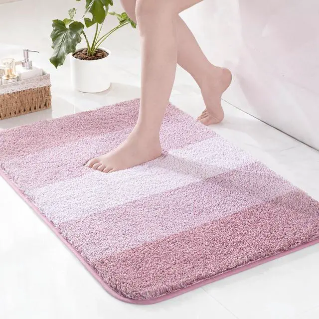 Main image of Exclusivo Mezcla Soft Absorbent Bathroom Rugs, Non-Slip Bath Mat, 17x24 | Machine Washable Quick-Drying Bath Rug, Thick Fluffy Microfiber for Floor, Shower and Tub, Home Decor Accessories, Pink