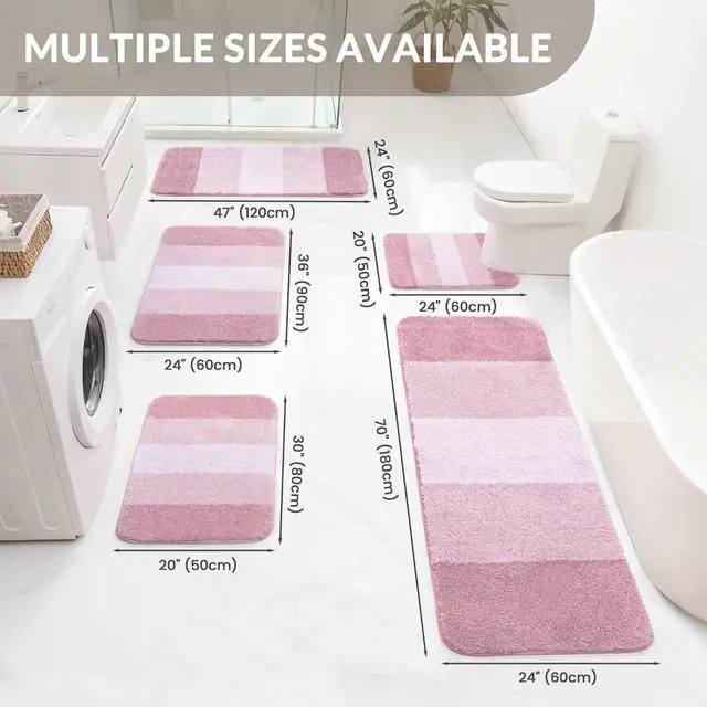 Alt view image 2 of 7 - Exclusivo Mezcla Soft Absorbent Bathroom Rugs, Non-Slip Bath Mat, 17x24 | Machine Washable Quick-Drying Bath Rug, Thick Fluffy Microfiber for Floor, Shower and Tub, Home Decor Accessories, Pink