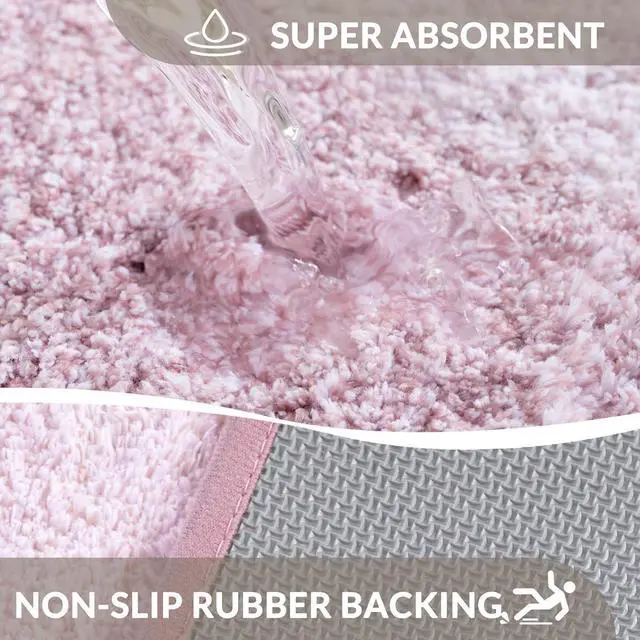 Alt view image 3 of 7 - Exclusivo Mezcla Soft Absorbent Bathroom Rugs, Non-Slip Bath Mat, 17x24 | Machine Washable Quick-Drying Bath Rug, Thick Fluffy Microfiber for Floor, Shower and Tub, Home Decor Accessories, Pink