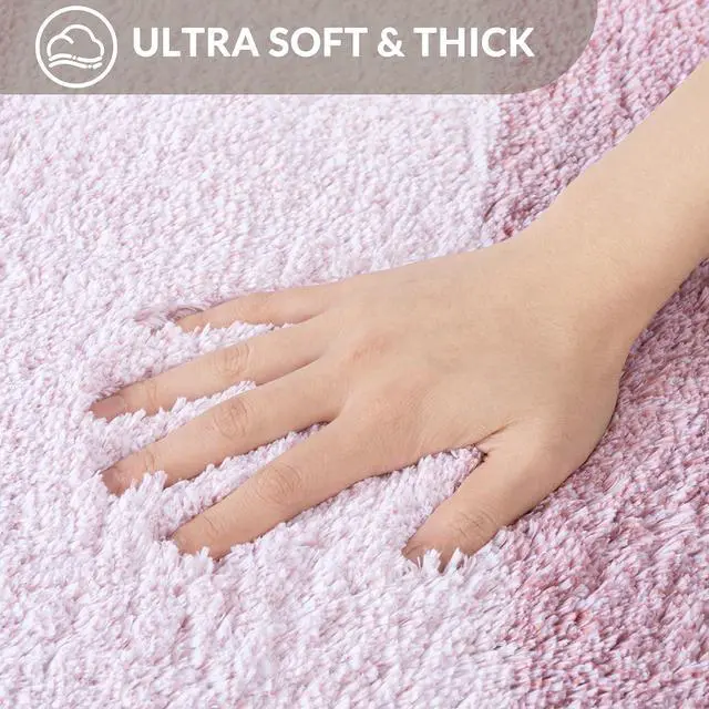 Alt view image 4 of 7 - Exclusivo Mezcla Soft Absorbent Bathroom Rugs, Non-Slip Bath Mat, 17x24 | Machine Washable Quick-Drying Bath Rug, Thick Fluffy Microfiber for Floor, Shower and Tub, Home Decor Accessories, Pink