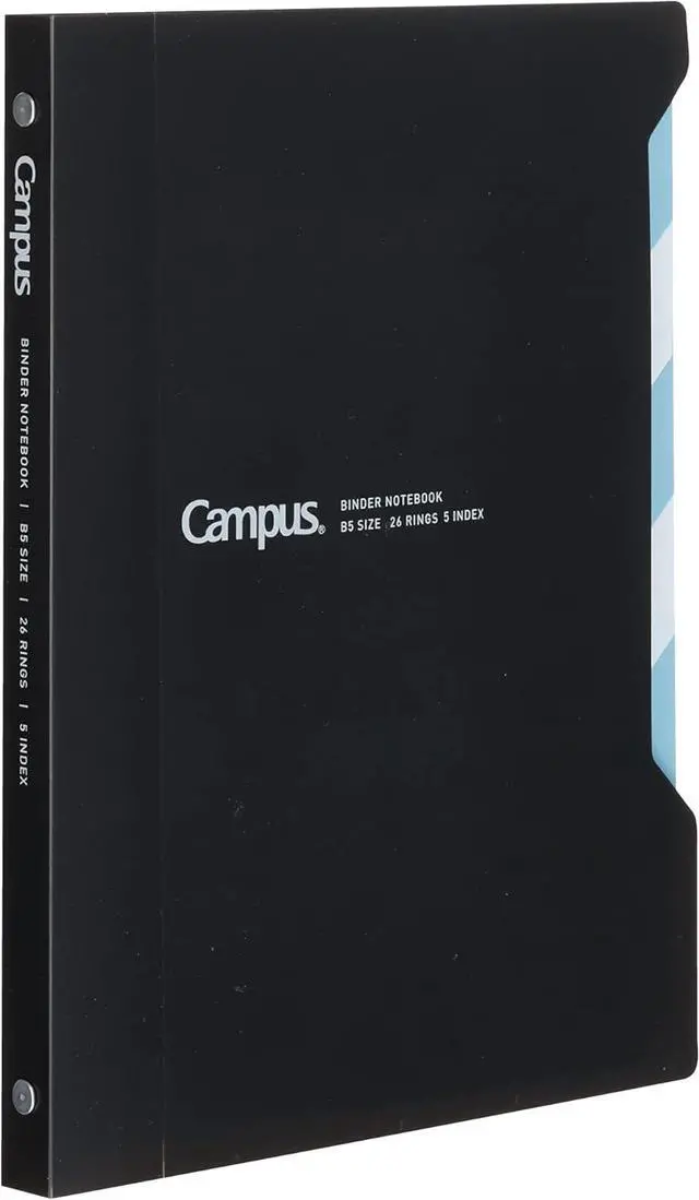 Main image of Kokuyo Campus Slide Binder with 5 Tab Dividers, Slim Type, B5, 26 Holes, Up to 65 Sheets, Black, Japan Import (RU-P737D)