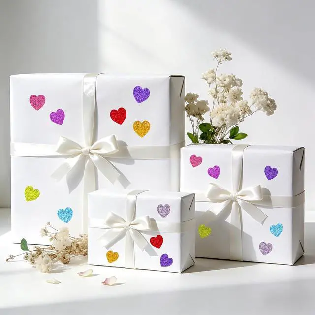 Alt view image 4 of 7 - Anwyll Heart Stickers - 500Pcs 1Inch Valentines Day Heart Stickers Holographic Colored Heart Shape Sticker for Reward Classroom Self Adhesive Love Incentive Sticker for Envelope Seal Birthday Wedding